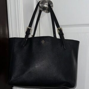 Tory Burch Black Tote with Gold Accents